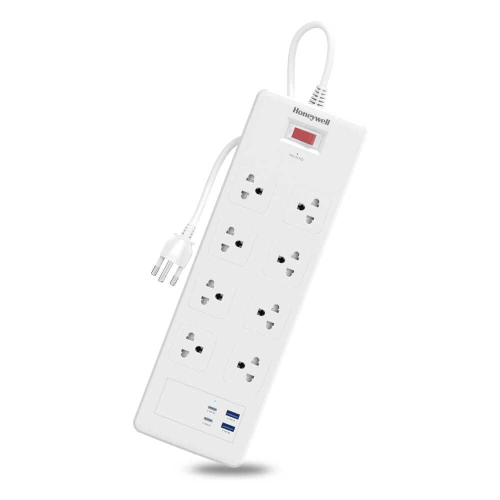 รางปลั๊กไฟ 8 ช่อง HONEYWELL รุ่น HC000053 ป้องกันไฟกระชาก 1.8 เมตร (USB-A 2 ช่อง , USB-C 1 ช่อง)_1